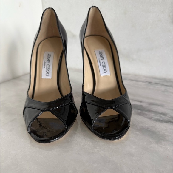 Jimmy Choo Black Patent Heels with Pink Accent & Gold Bottoms • 39 - Picture 9 of 9